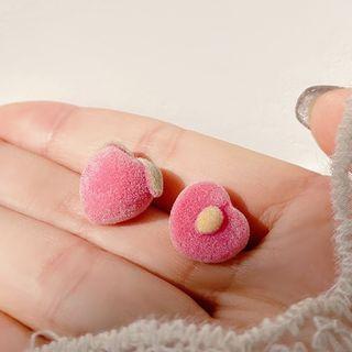 Peach Asymmetrical Earring 1 Pair - Peach Stud Earrings - Pink - One Size