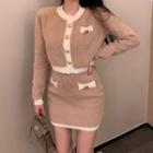 Two Tone Cardigan / Mini Fitted Skirt