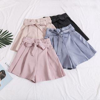 Ribbon-waist Wide-leg Shorts