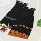Color Block Midi Knitted Skirt
