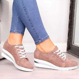 Perforated Wedge Heel Sneakers