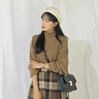 High-neck Colored Loose-fit Top