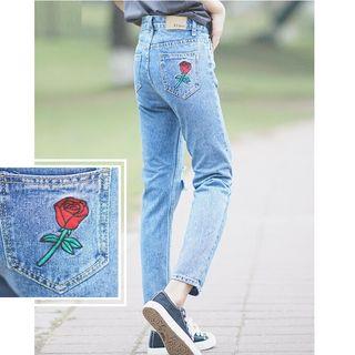 Ripped Straight-fit Jeans