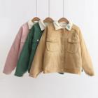 Embroidery Corduroy Button Jacket