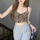 Sleeveless Leopard Top As Figure - One Size