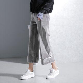 Wide-leg Cropped Velvet Pants