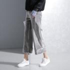 Wide-leg Cropped Velvet Pants