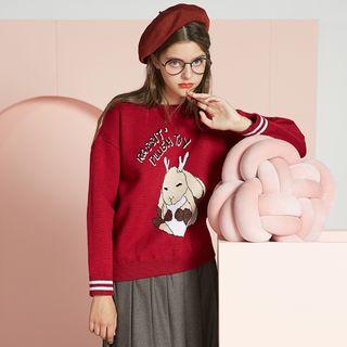 Rabbit Jacquard Lettering Sweater