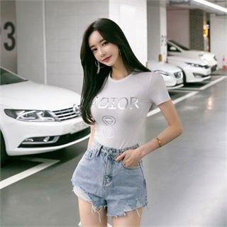 Letter Print Skinny T-shirt