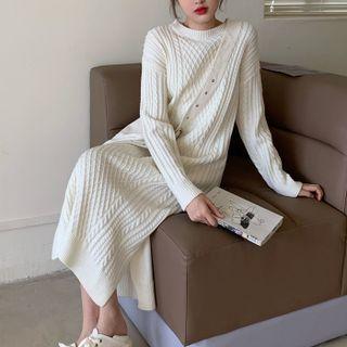Knit Slit Midi Shift Dress