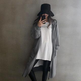 Raglan-sleeve Long Zip-up Hoodie
