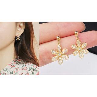 925 Sterling Silver Flower Dangle Earring 1 Pair - Flower - One Size