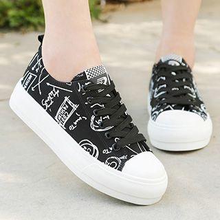 Printed Platform Lace Up Sneakers