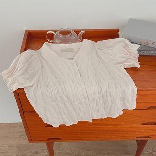 Buttoned Textured Blouse