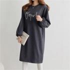 Puff-sleeve Lettering Pullover Dress