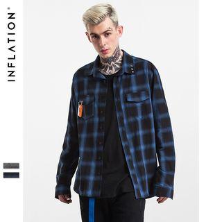 Button-side Plaid Shirt
