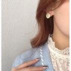 Floral Disc Ear Stud 1 Pair - Earrings - Camellia - Gold & White - One Size