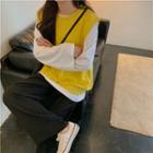 Drop-shoulder Plain T-shirt / Loose-fit Vest / Wide-leg Pants