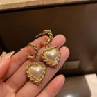 Heart Drop Sterling Silver Ear Stud My33087 - 1 Pair - Gold - One Size