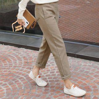 Band-waist Fleece-lined Tapered Pants