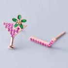 Non-matching 925 Sterling Silver Rhinestone Cocktail Earring