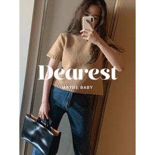 Mock-neck Wool Blend Knit Top Camel - One Size