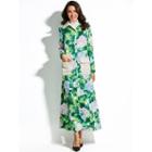 Flower Print Single-breasted Maxi Coat