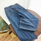 Ripped High-waist Straight-fit Jeans