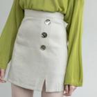 Buttoned Detail Mini Skirt
