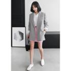 Peaked-lapel Single-breasted Houndstooth Jacket