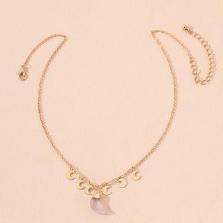 Moon Pendant Alloy Necklace Moon - Gold - One Size