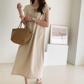 Lace-up Long T-shirt Dress