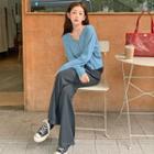 Open-placket Ribbed Cropped Cardigan