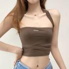 Halter Neck Crop Camisole Top / High Waist Wide Leg Dress Pants