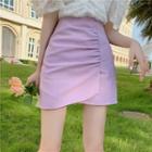 Crinkled Mini Sheath Skirt