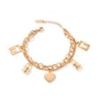 Fashion And Simple Plated Rose Gold Heart-shaped Lock 316l Stainless Steel Double-layer Bracelet Rose Gold - One Size