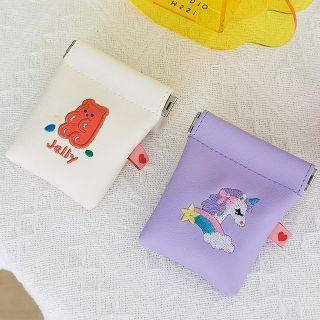 Embroidered Faux Leather Pouch