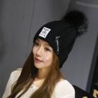 Pompom-accent Strapped Beanie