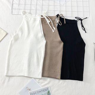Tie-neckline Halter Light Knit Top