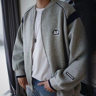 Contrast Lining Zip Baseball Jacket