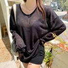 Over-fit Sheer Knit Pullover