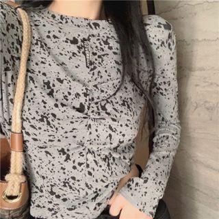 Ruched Print Top