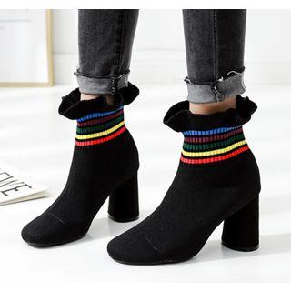 Contrast Trim Knit Short Boots
