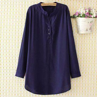 Long-sleeve Plain Single Breasted Shirt