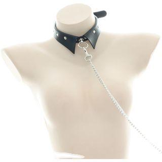 Set: Faux Leather Choker + Chain Set Of 2 - Choker & Chain - Black - One Size