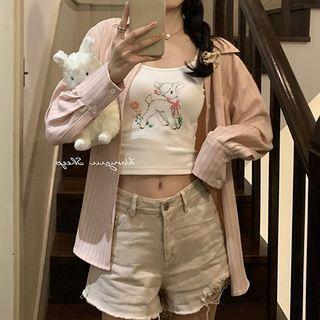 Sheep Print Cropped Camisole Top