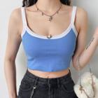 Contrast Trim Cropped Knit Camisole Top