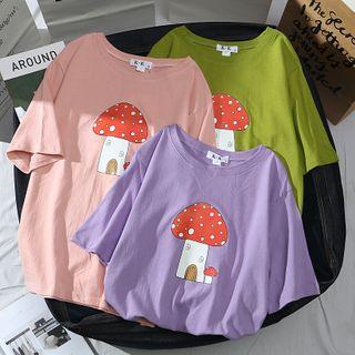 Mushroom Print Short-sleeve T-shirt