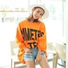 Puff-sleeve Lettering Oversized T-shirt