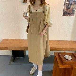 Balloon-sleeve Blouse / Overall Dress